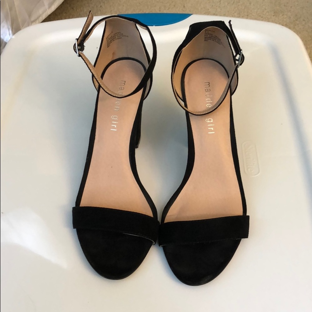 Madden girl black ankle strap heel
